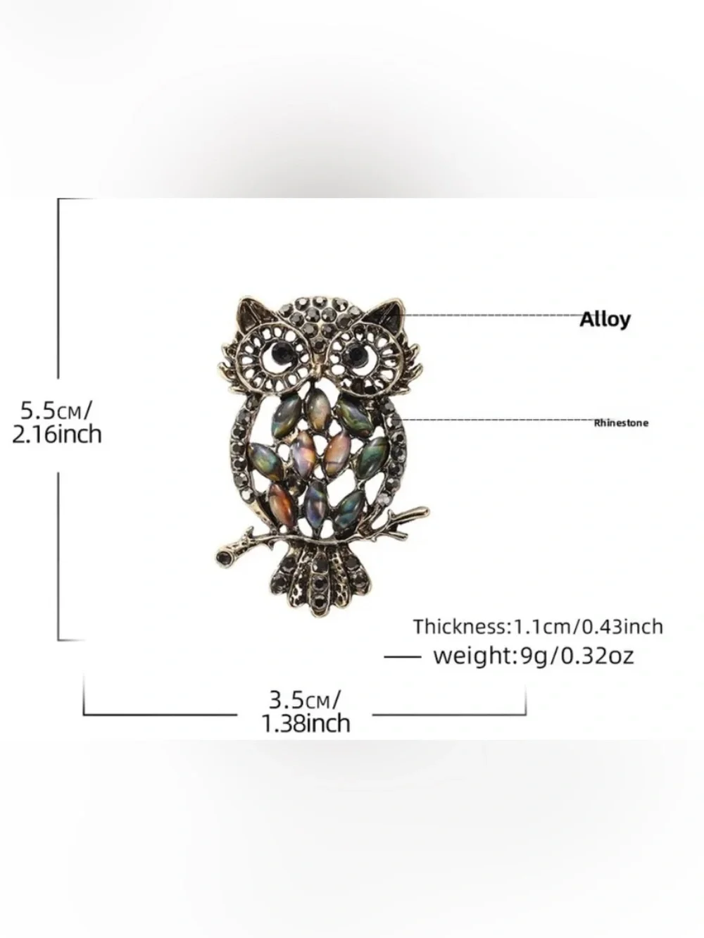 Multicolor Crystal Owl Brooch Pin - Women Jewelry